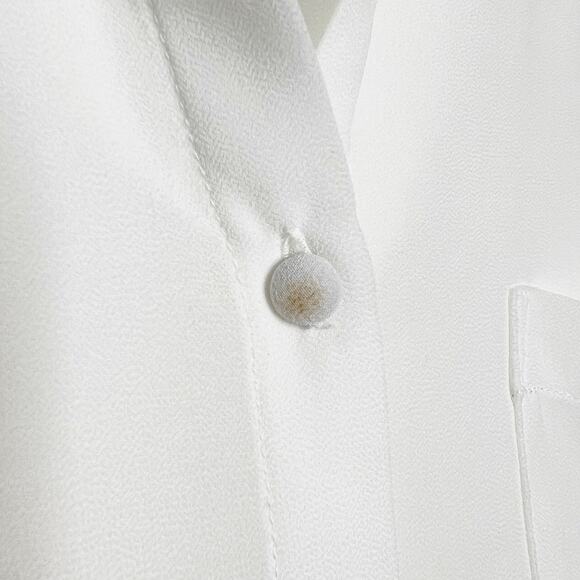 BE COOL Sheer Button Down Shirt Blouse Long Sleeve Cuffed Pockets White Size L - Picture 3 of 8